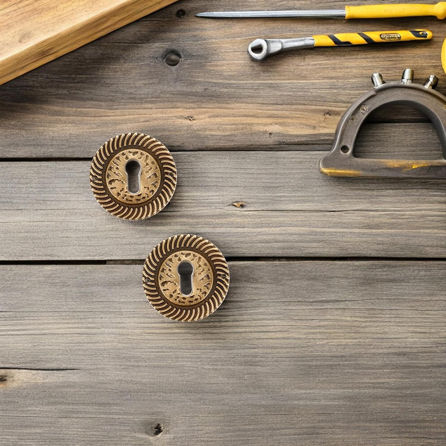 8pcs Keyhole Cover Plate - Antique Zinc Alloy Keyhole Escutcheon 1.34" Hole Center for Cabinet Door and Drawer Furniture - Vintage Key Plate for Restoration Projects