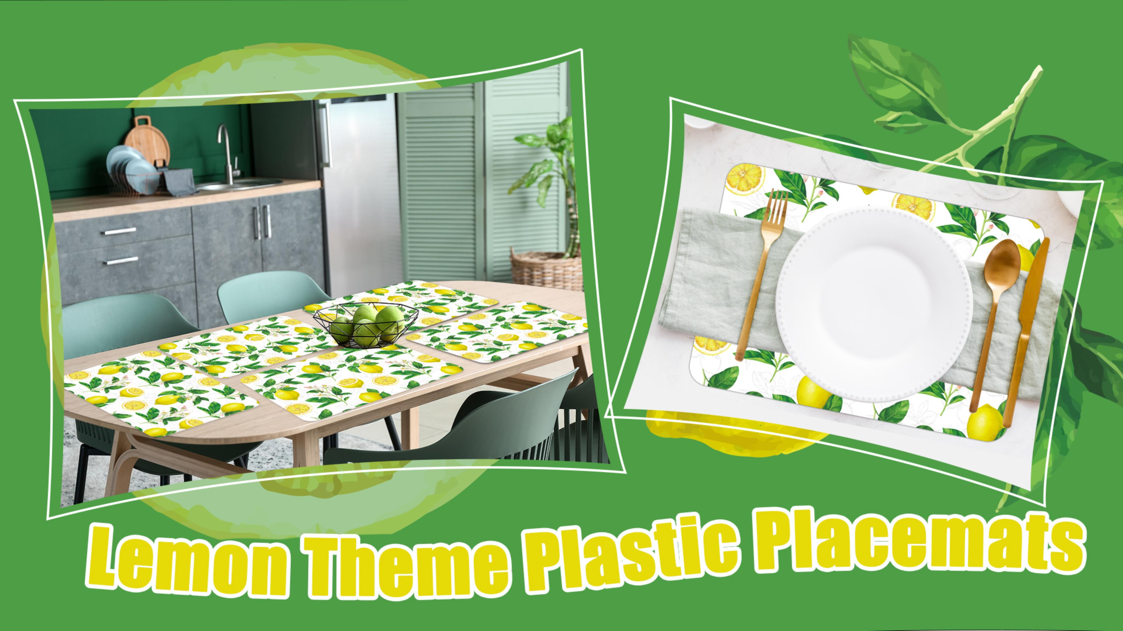 Amazon.com: Lemon Placemats Set of 6 Summer Plastic Table Mats