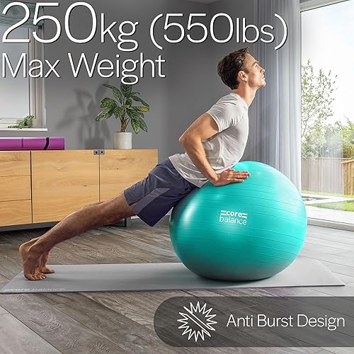 Miniatura 4 de Core Balance Pelota de ejercicio para entrenamientos, resistente a estallidos y antideslizantes, pelota de yoga suiza para embarazo, estabilidad,