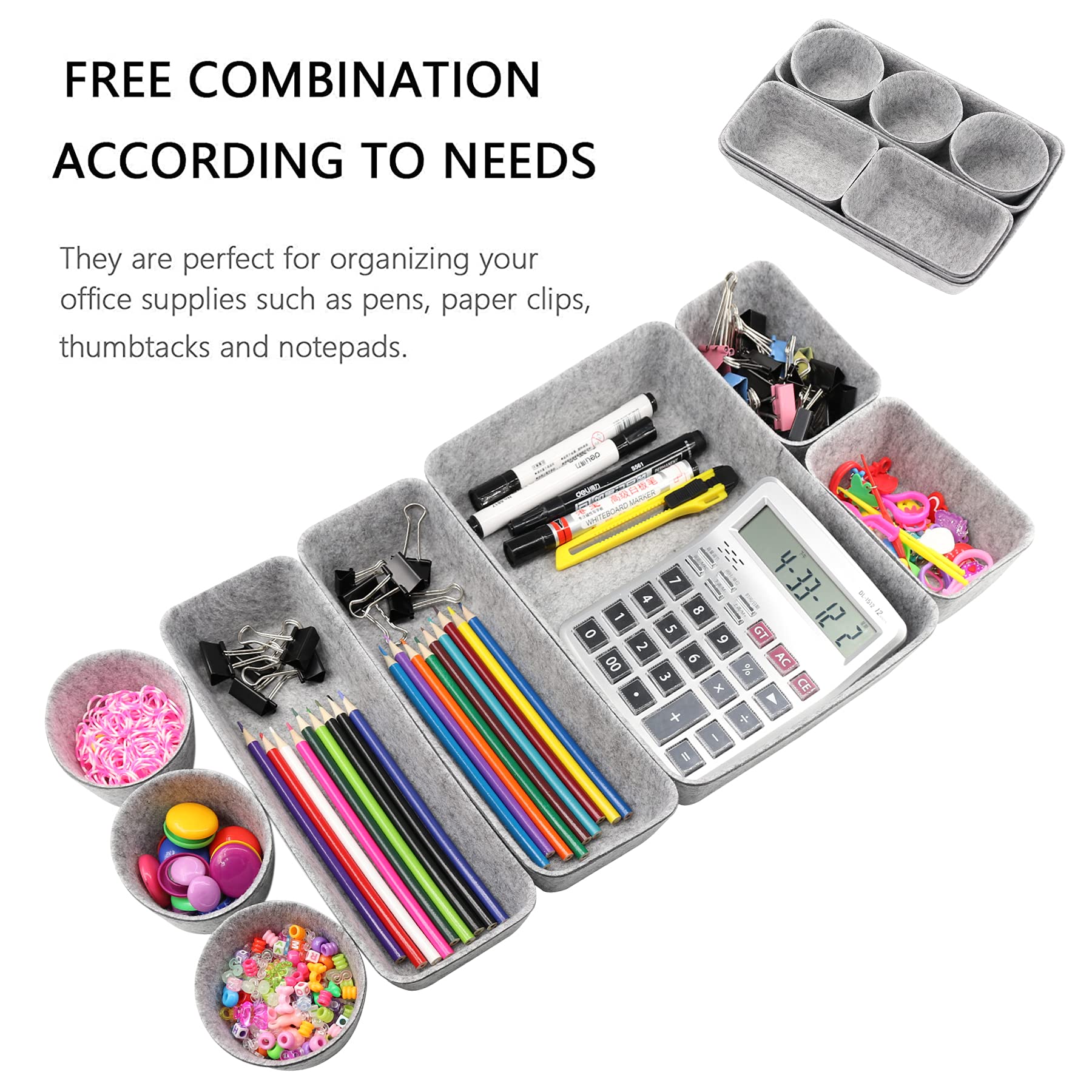 Lifewit Organizer Cassetti 25 Pezzi Organizer Bagno Divisori per Cassetti Contenitori Impilabili Trucchi Vassoi Stoccaggio Scatole per Scrivania, Camera da Letto, Bagno, Cucina, Ufficio Chiaro