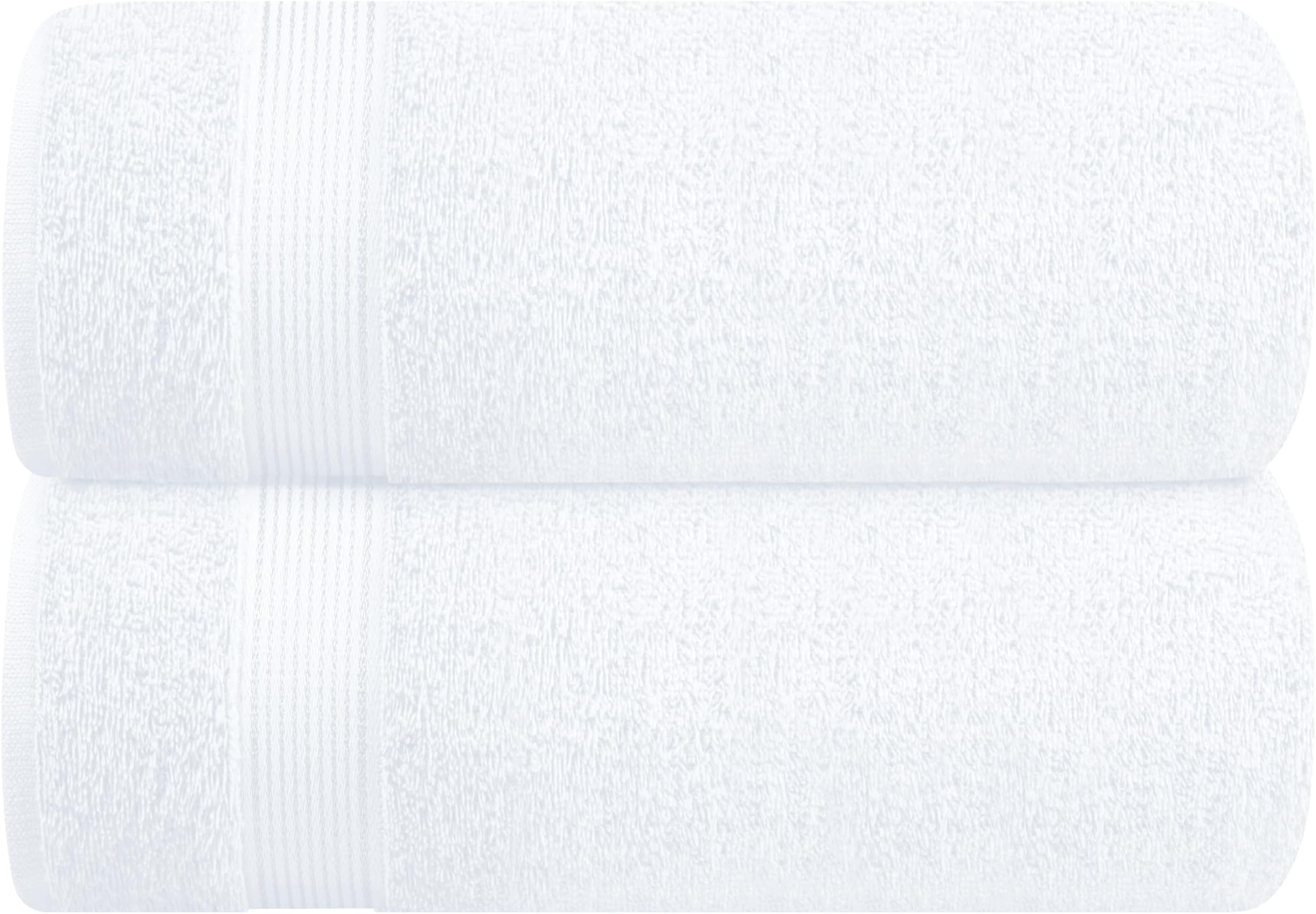 Belizzi Home Cotton 2 Pack Oversized Bath Sheet 35x70, Large Bath Sheet, Ultra Soft, Absorbent, Compact, Eco-Friendly, Recyclable, Quick Drying and Lightweight Towel - White