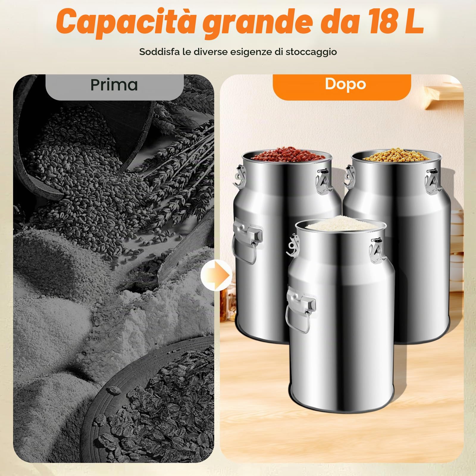 Tamburo sigillato in acciaio inox da 18L, fermentatore in acciaio inox 201, contenitore per latte, botte per birra casalinga, contenitore per stoccaggio olio riso acqua, GRANDE serbatoio