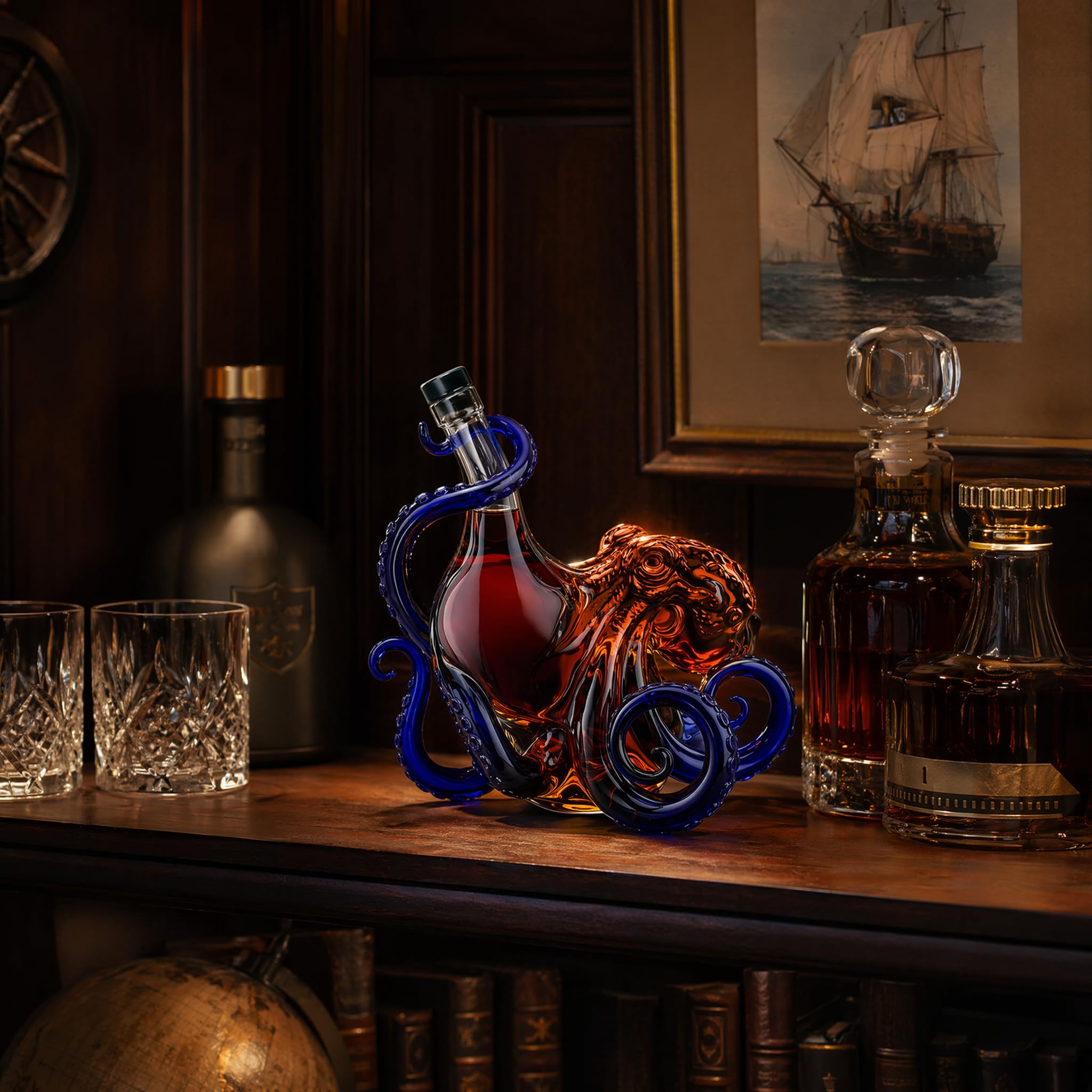Rum Edition Bouteille à décanter à whisky en forme de pieuvre 3D