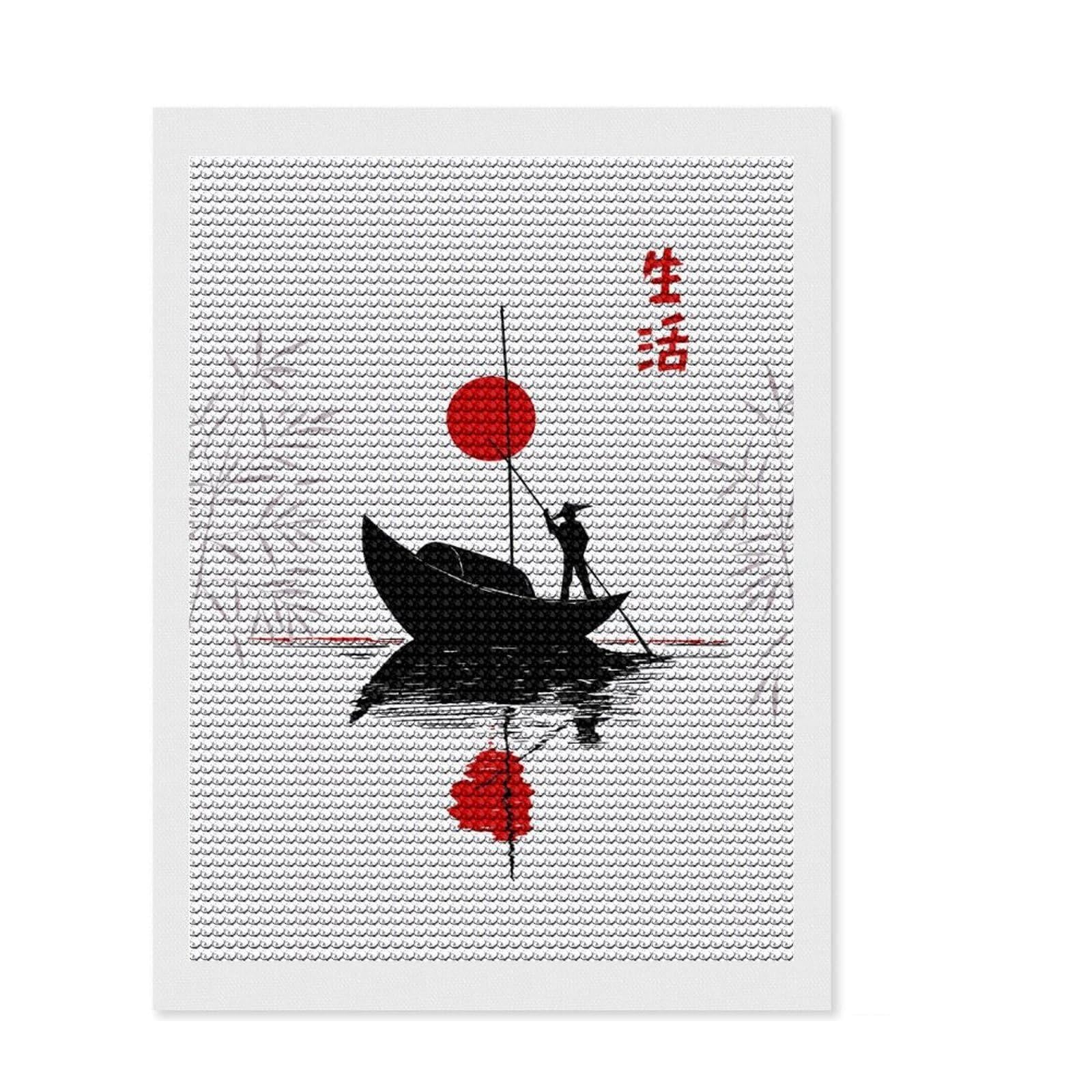 Junmoney Japanese Life Diamond Painting Canvas Kit 12"x16", Festive Home Decor, for Women, Farmhouse Decor, Decor Project, Cute Room Decor