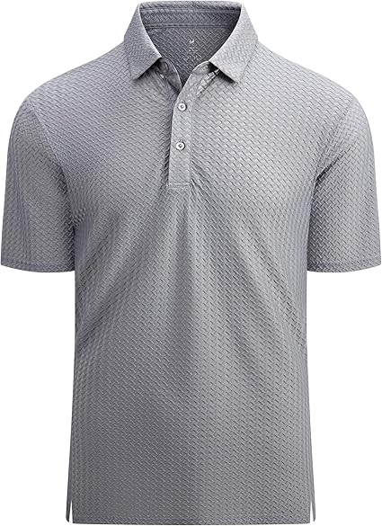 Alex Vando Mens Bubble Jacquard Polo Shirt Super Stretch Short Sleeve Polo Shirts for Men