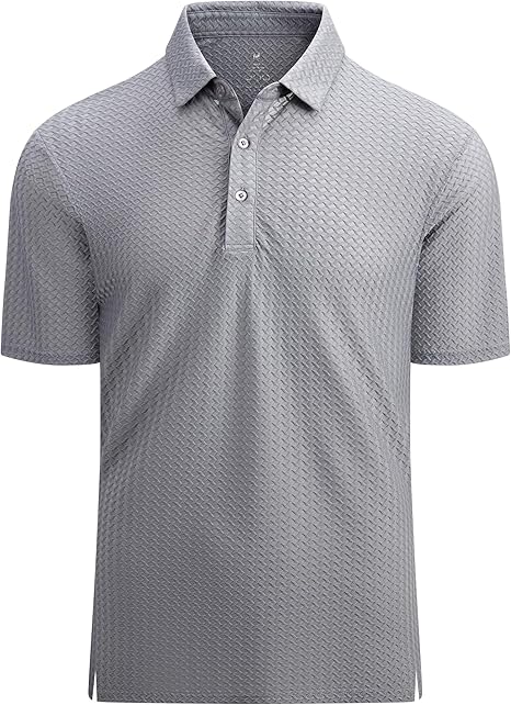 Alex Vando Mens Bubble Jacquard Polo Shirt Super Stretch Short Sleeve Polo Shirts for Men