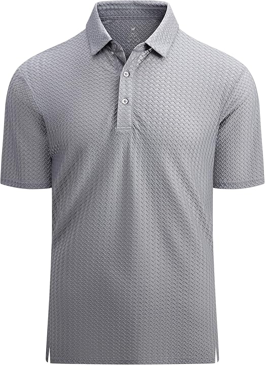 Alex Vando Mens Bubble Jacquard Polo Shirt Super Stretch Short Sleeve Polo Shirts for Men