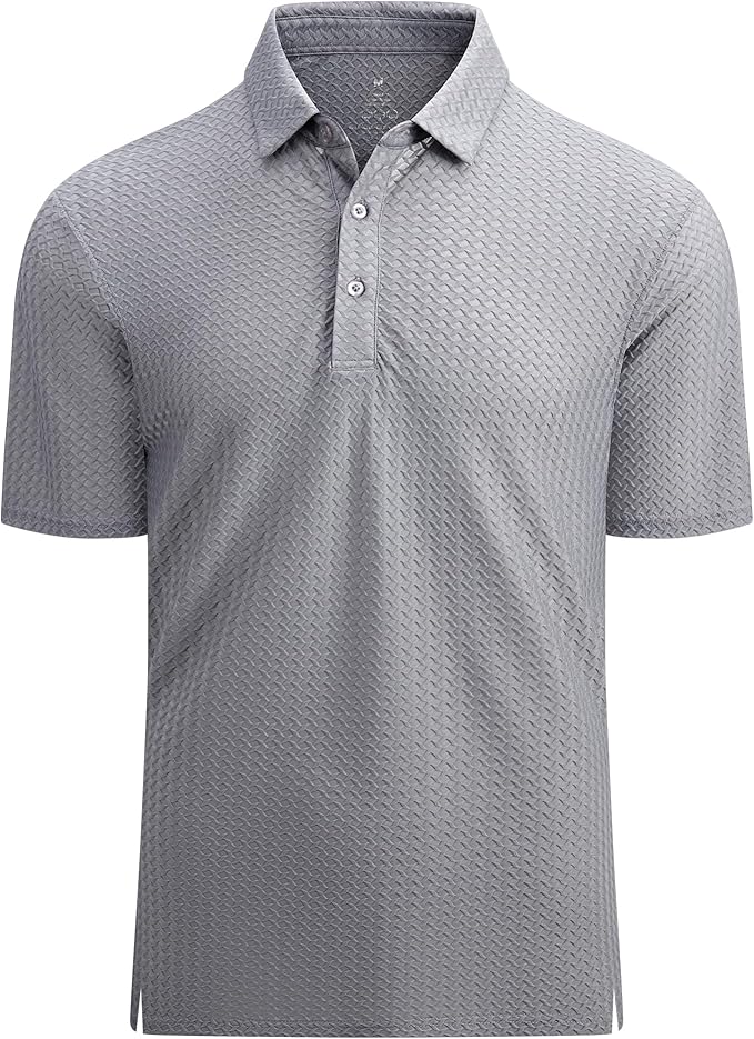 Alex Vando Mens Bubble Jacquard Polo Shirt Super Stretch Short Sleeve Polo Shirts for Men