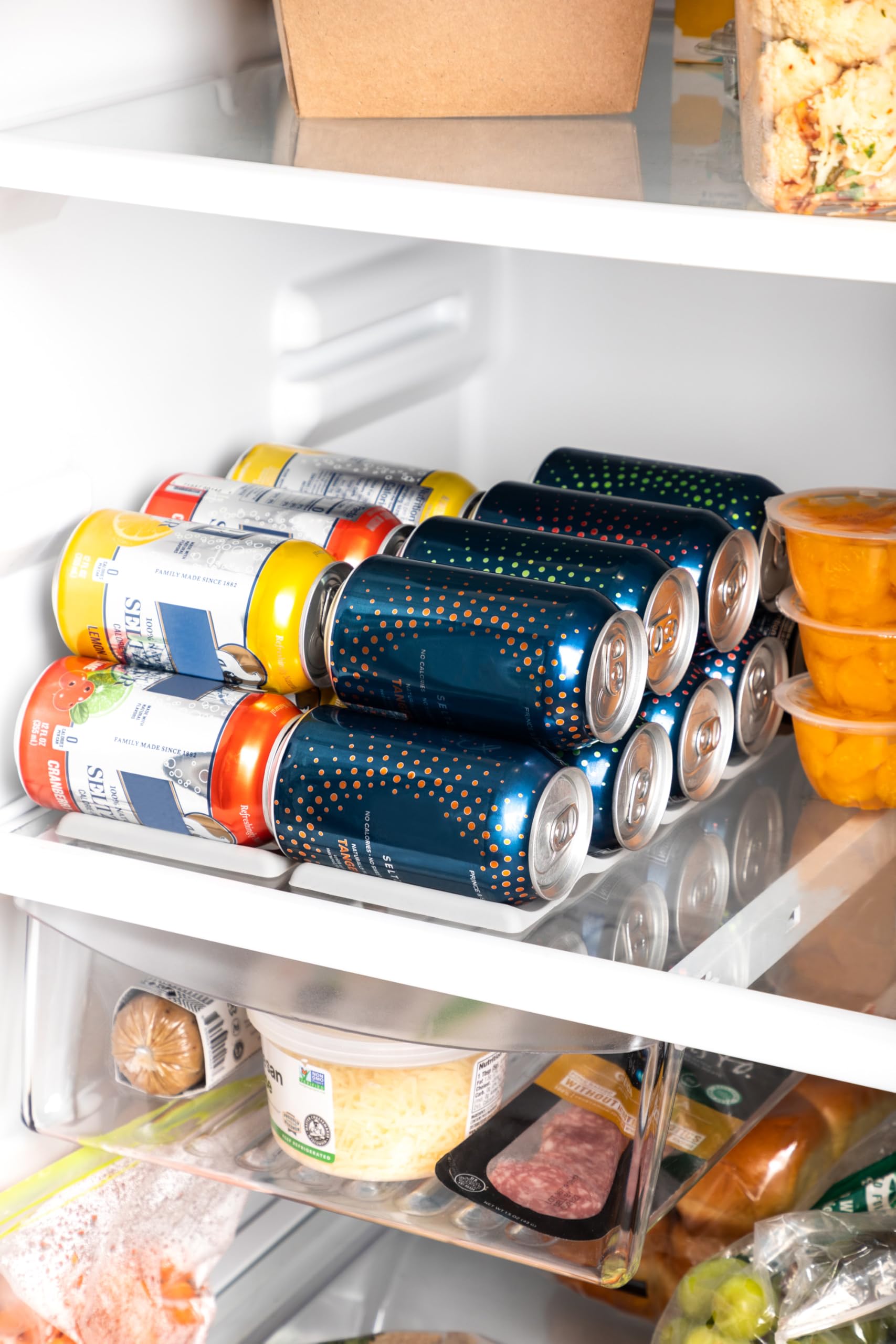 Core Home Kitchen Storage Accessory 12.6 x 3.9 Inch BPA Free Silicone Pantry Refrigerator Beverage Soda Can Mat, 2 Pack, Hail Grey