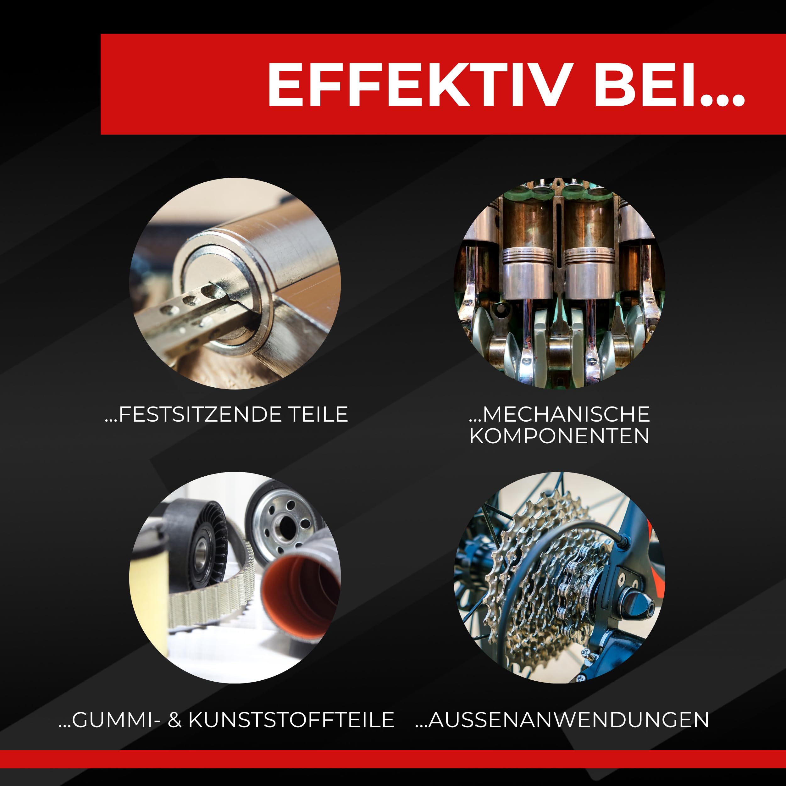 PTFE Spray 4x 400 ml - 10 in 1 Schmierspray auf PTFE-Basis Schmiermittel Kettenspray Rostlöser Kriechöl Schneidöl Trennmittel Korrosionsschutz Kontaktspray Zahnradspray Feuchtigkeitsverdränger