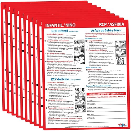 Miniatura 1 de Paquete de 10 RCPPrimeros Auxilios Asfixia en Español - Tarjeta laminada con imanes - 8.5 x 11 pulgadas