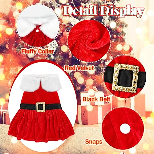 Miniatura 3 de YUEPET Vestido de Navidad para perros pequeños, traje de terciopelo rojo, falda para perro de Papá Noel, ropa para perros de Navidad, adecuado para
