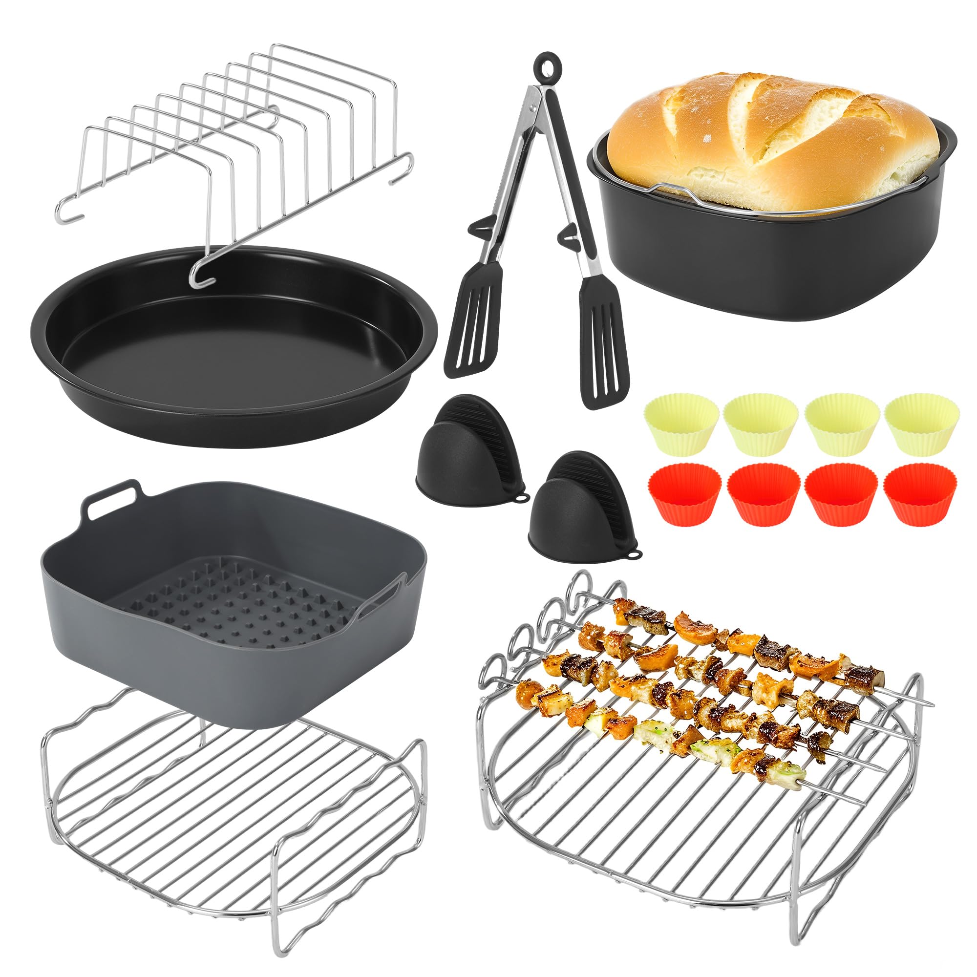 Accesorios Freidora de Aire, 20 piezas Accesorios Freidora Sin Aceite para Airfryer Philips 7,3L/7,2L, Ninja 5,8L/6,2L, COSORI 5.5L 4.7L, Cecotec 5,5L/6L, Molde Silicona Freidora de Aire