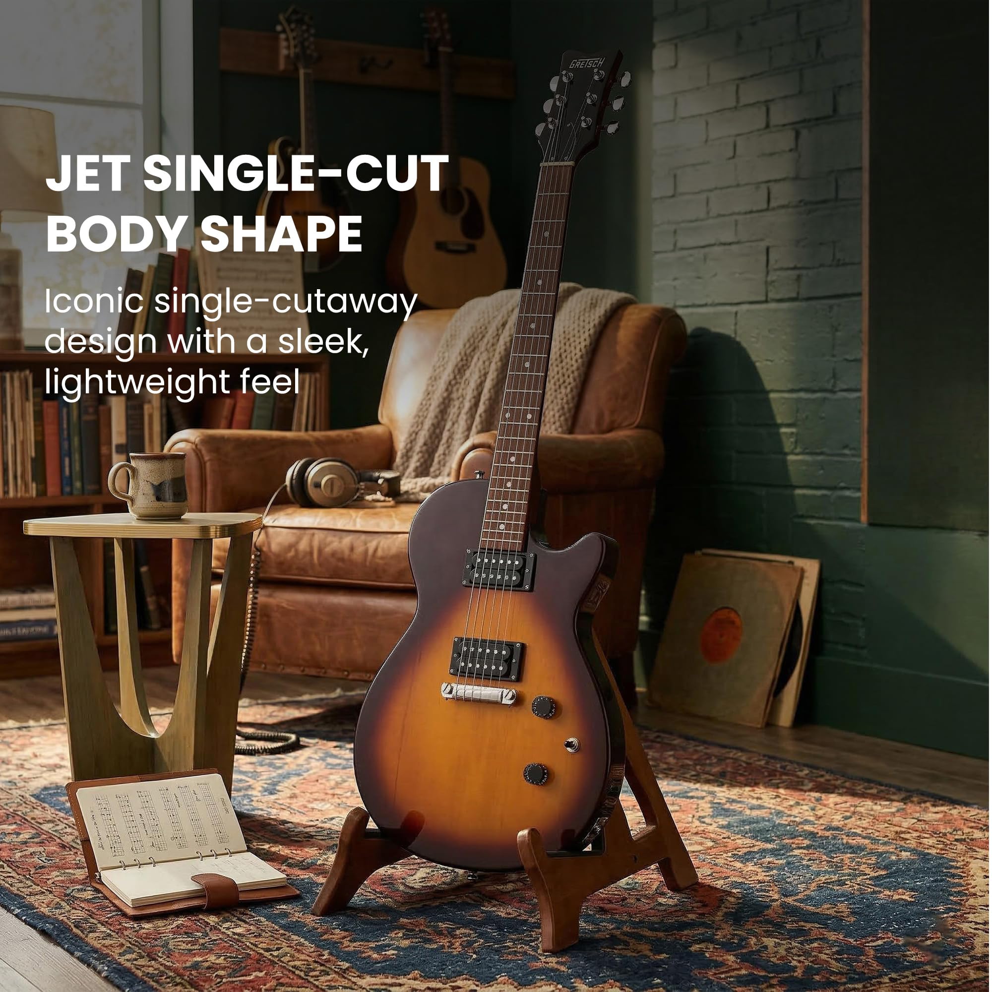 Gretsch Ignite Jet Club, guitarra eléctrica, diapasón de laurel, Duo-Tone Burst