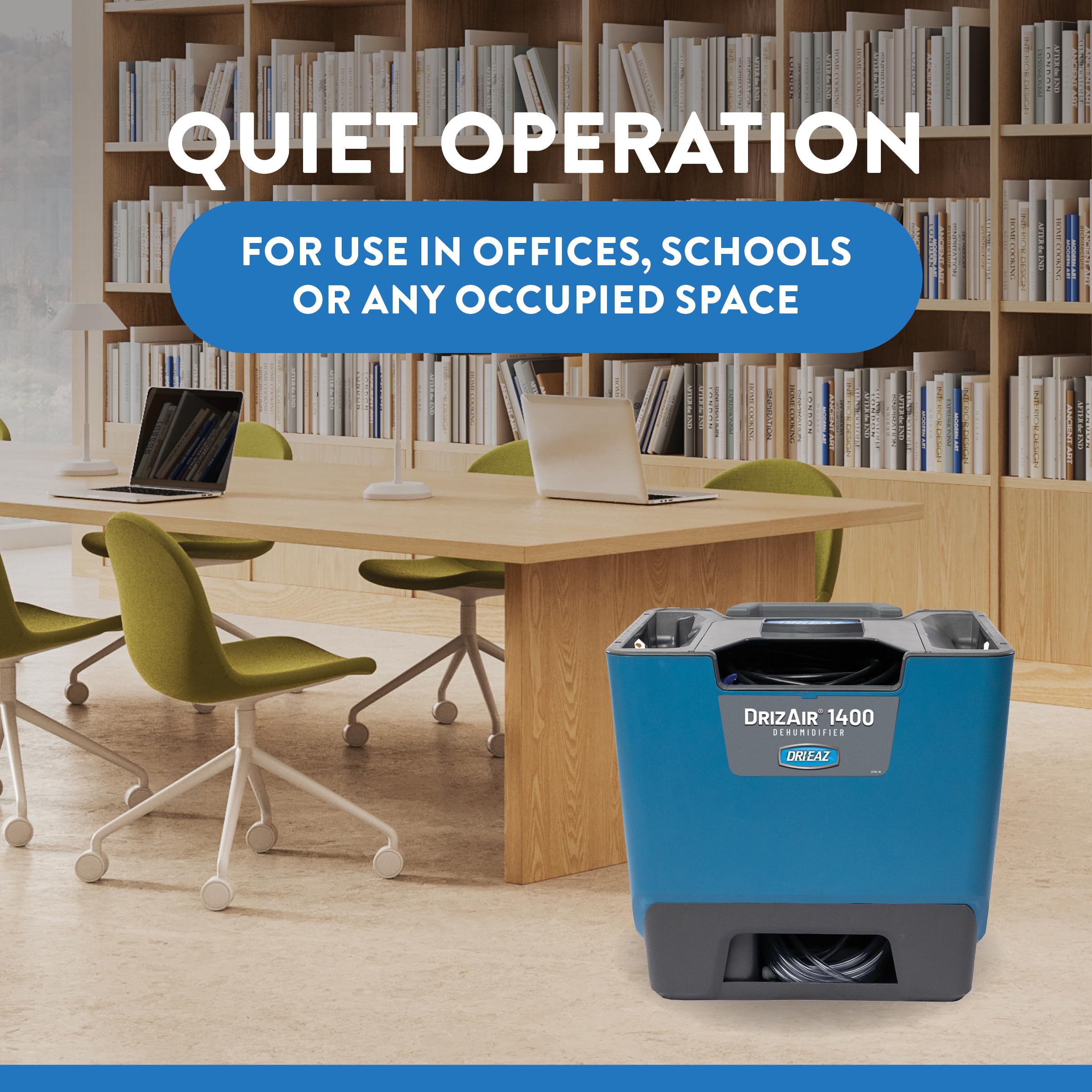 Dri-Eaz DrizAir 1400 Commercial Dehumidifier with Pump, 129 Pints, Industrial, Portable Dehumidifier for Up to 6400 Cu Ft