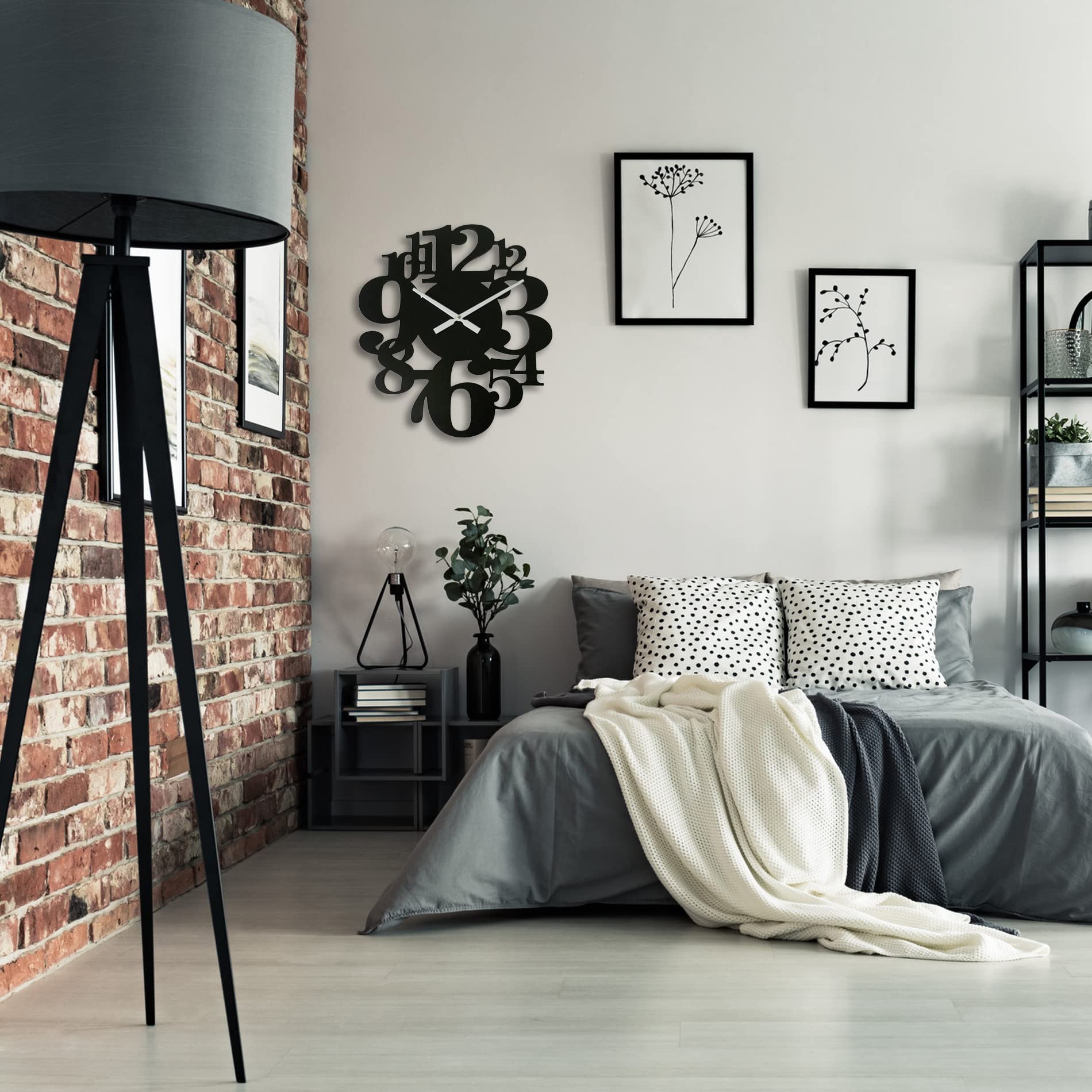 Rebecca Mobili Reloj De Pared, Relojes Decorativos, Negro, Madera MDF, Estilo Contemporáneo, Analógico, Salón - Medidas: 55 x 50 x 4,5 cm (A x AN x FON) - Art. RE6571