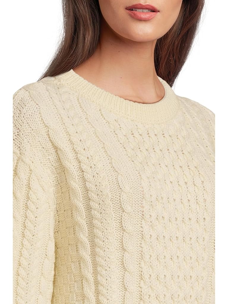 White L.L.Bean 1965 Irish Fisherman Crewneck Sweater