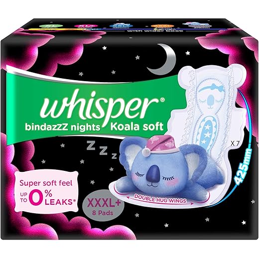 Whisper Koala Soft Sanitary Pads 8 XXXL - 0 Leaks 85 Longer