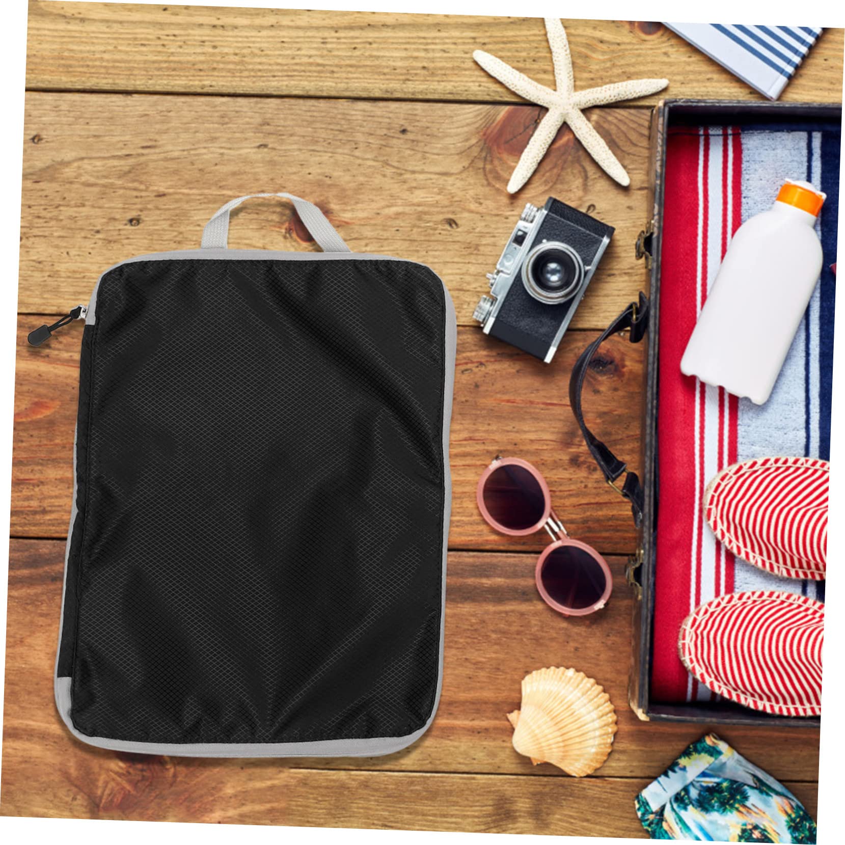 LIFKOME 3 Sacchetti da Viaggio Nero in Nailon, Organizer per Valigia Resistente All’usura, Pratici per Cosmetici e Biancheria Intima, per Viaggio