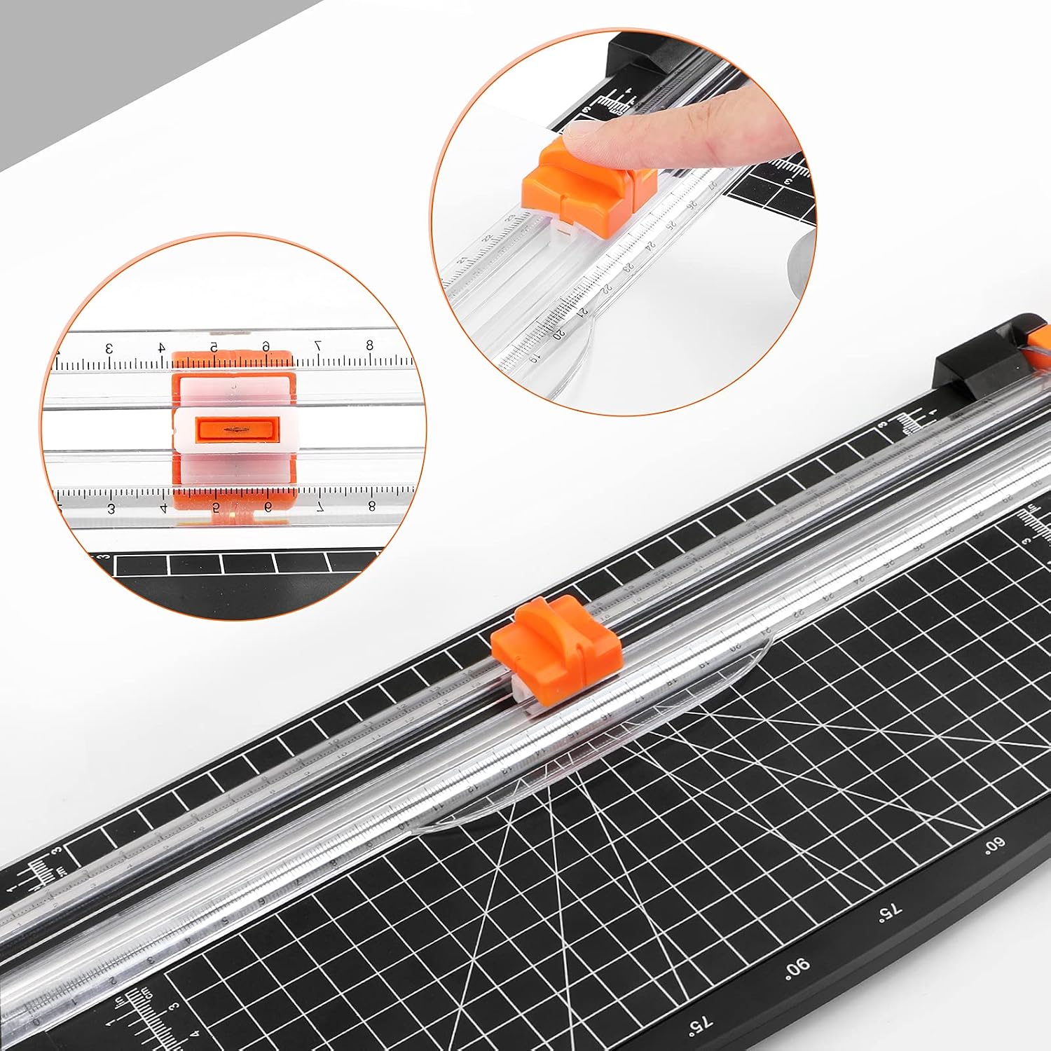 POWERAXIS Paper Cutter, A4 Paper Trimmer Titanium Scrapbooking with 3 PCS Blades,12 Inch with Automatic Security Safeguard Tool with Side Ruler for Craft Paper,Label,Photo and Cardstock