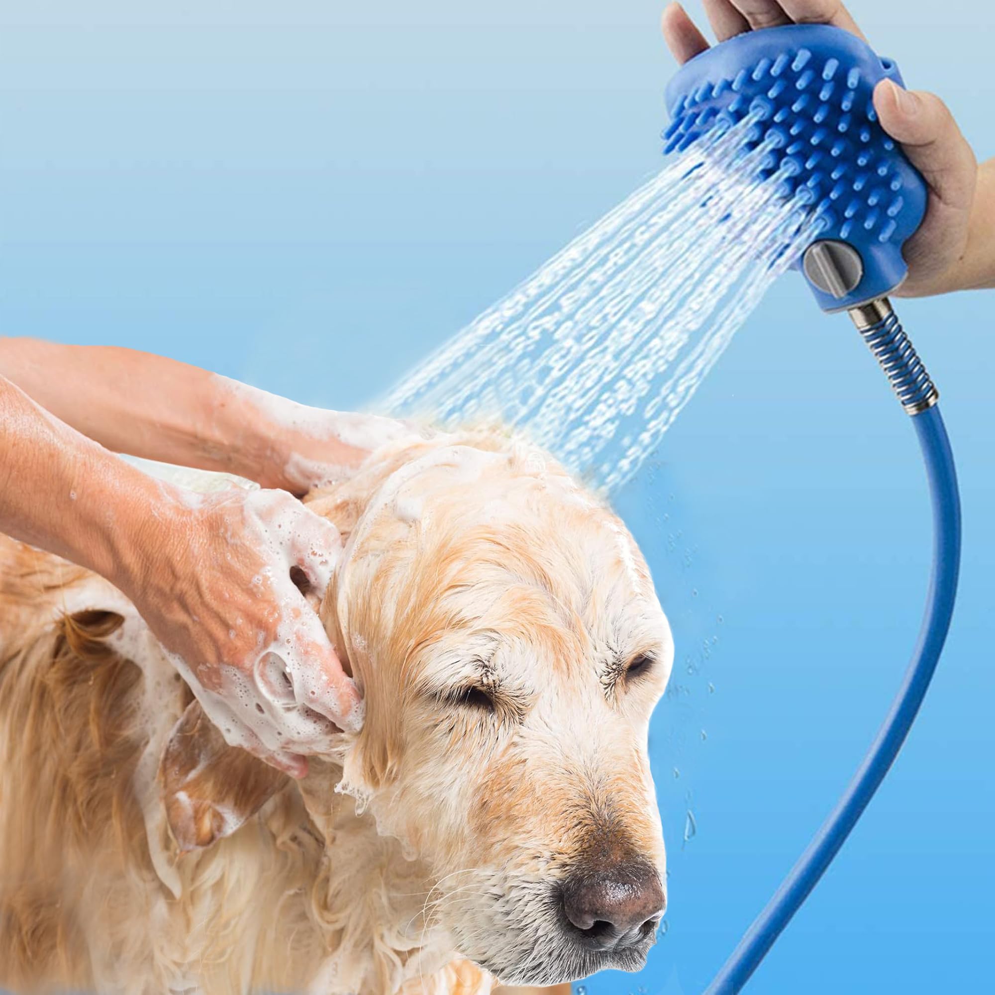 Pulverizador de ducha para mascotas,Herramienta de Baño para Mascotas,Cepillo De Baño Para Perros,Incluye manguera de 2.3m,Ideal para el baño, el cuidado, masajear y lavar