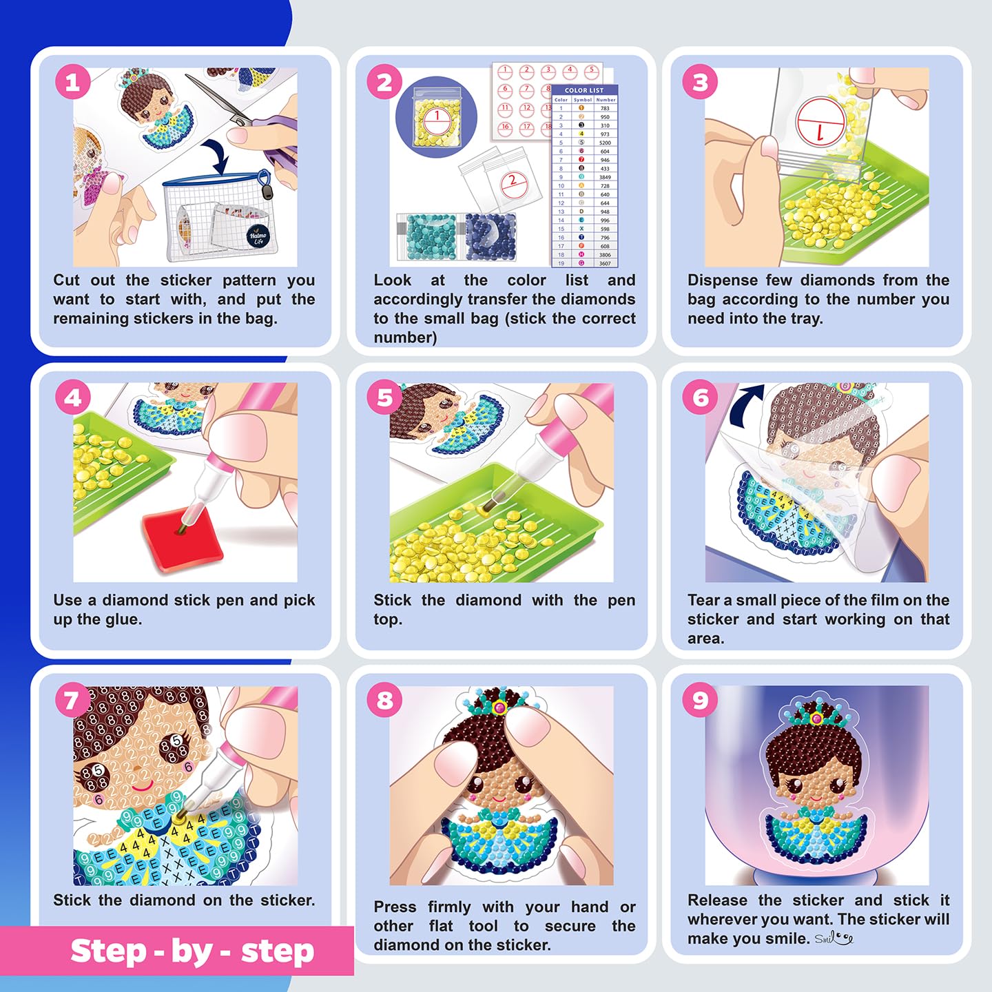 Amazon.co.jp: Halmolife ダイヤモンドアートキット 6歳 7歳 8歳