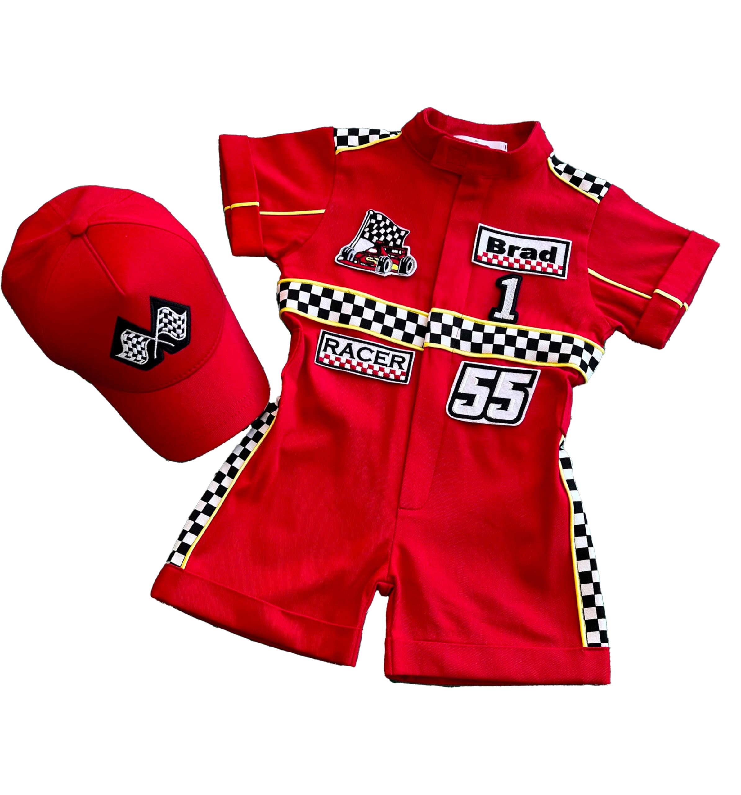 Costumes Club Personalized Handmade Race Car Driver Costume for Toddlers (3T, Red & Gold) — image 1