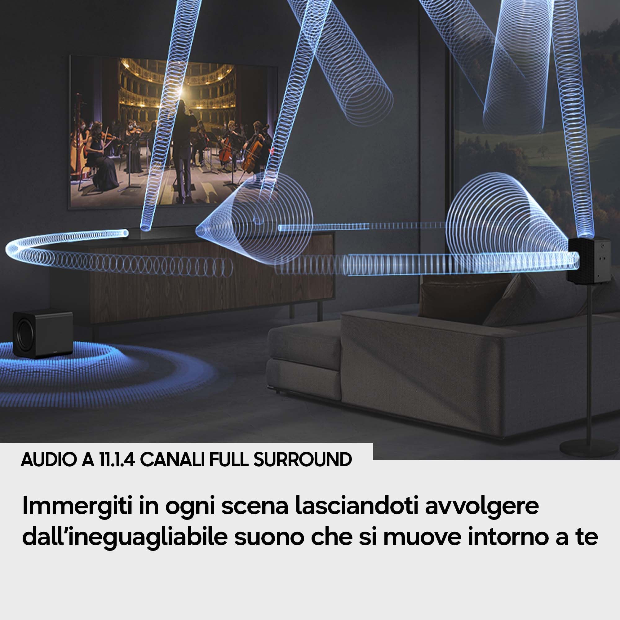 Samsung Q-Serie Soundbar HW-Q990H/XC 11.1.4 Canali, Full Surround Subwoofer, Rear Speaker, Wireless Dolby Atmos, DTS XSpaceFit Sound Pro, Q-Symphony, Connessione TV Wireless, 2026