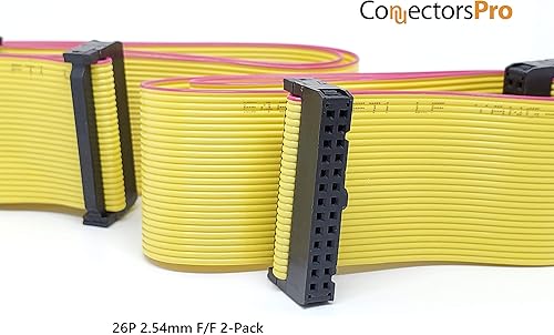 Miniatura 3 de Accesorios de PC - Connectors Pro 26P 2x13 Dual Row FC IDC 0.100 in hembra conectores de 15.7 in 15" de longitud cable plano amarillo (26P-15.7