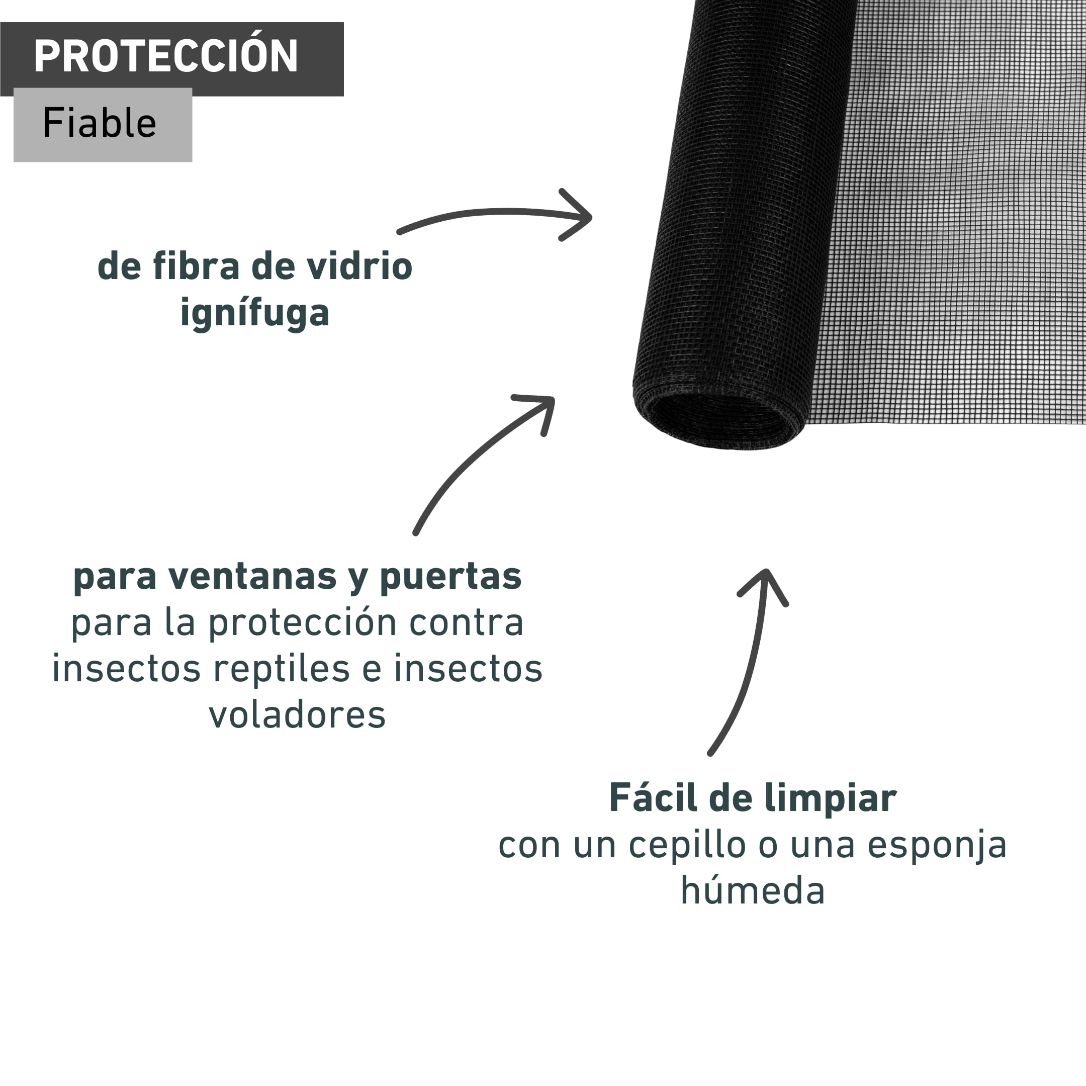 Windhager Protección contra Insectos, mosquitera, Tejido de protección contra Insectos de Fibra de Vidrio, Antracita, 120 x 600 cm, 03464