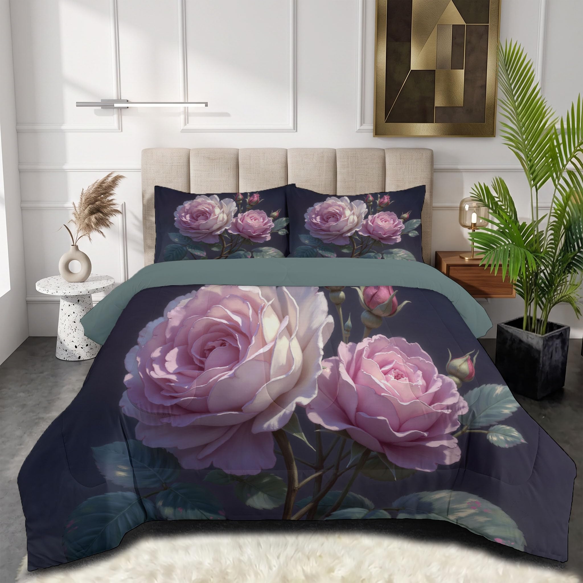 Edredón Nórdico Reversible de tacto suave con estampado floral de microfibra premium de 200g