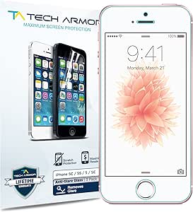 iPhone 5 Screen Protector, Tech Armor Anti-Glare/Anti-Fingerprint Apple iPhone 5C/5S/5/SE Film Screen Protector [3-Pack]