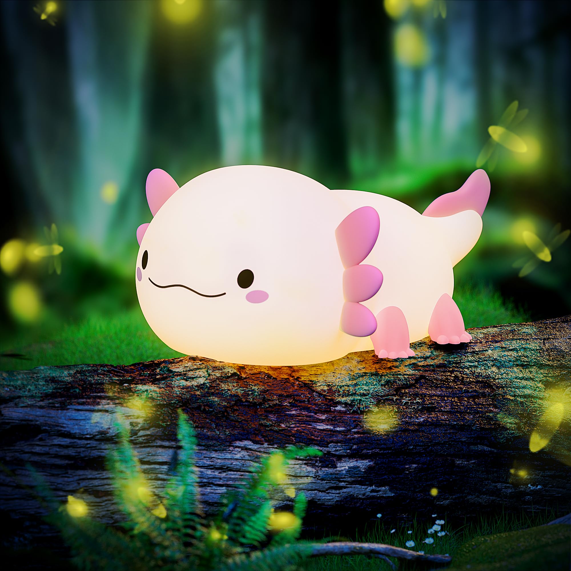 Axolotl Night Light, LED Cute Silicone Nursery Axolotl Lamp for Kids, Rechargeable Squishy Nightlight Touch Nightlight Bedside Lamp with 20 Minutes Timer for Breastfeeding, Funny Decor, Cute Gifts