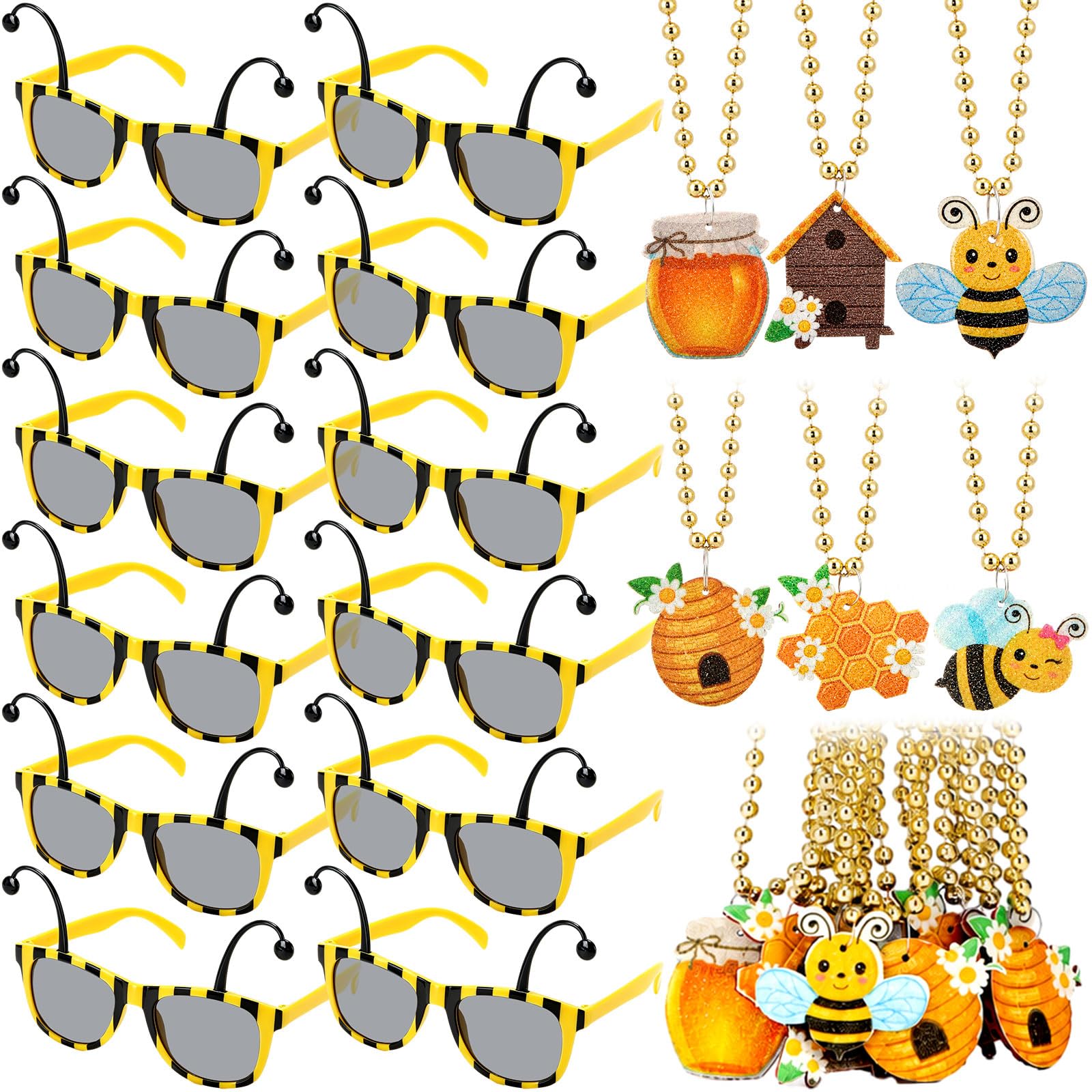 Ecally 24 Pcs Halloween Bee Honeycomb Birthday Party Favors Decor