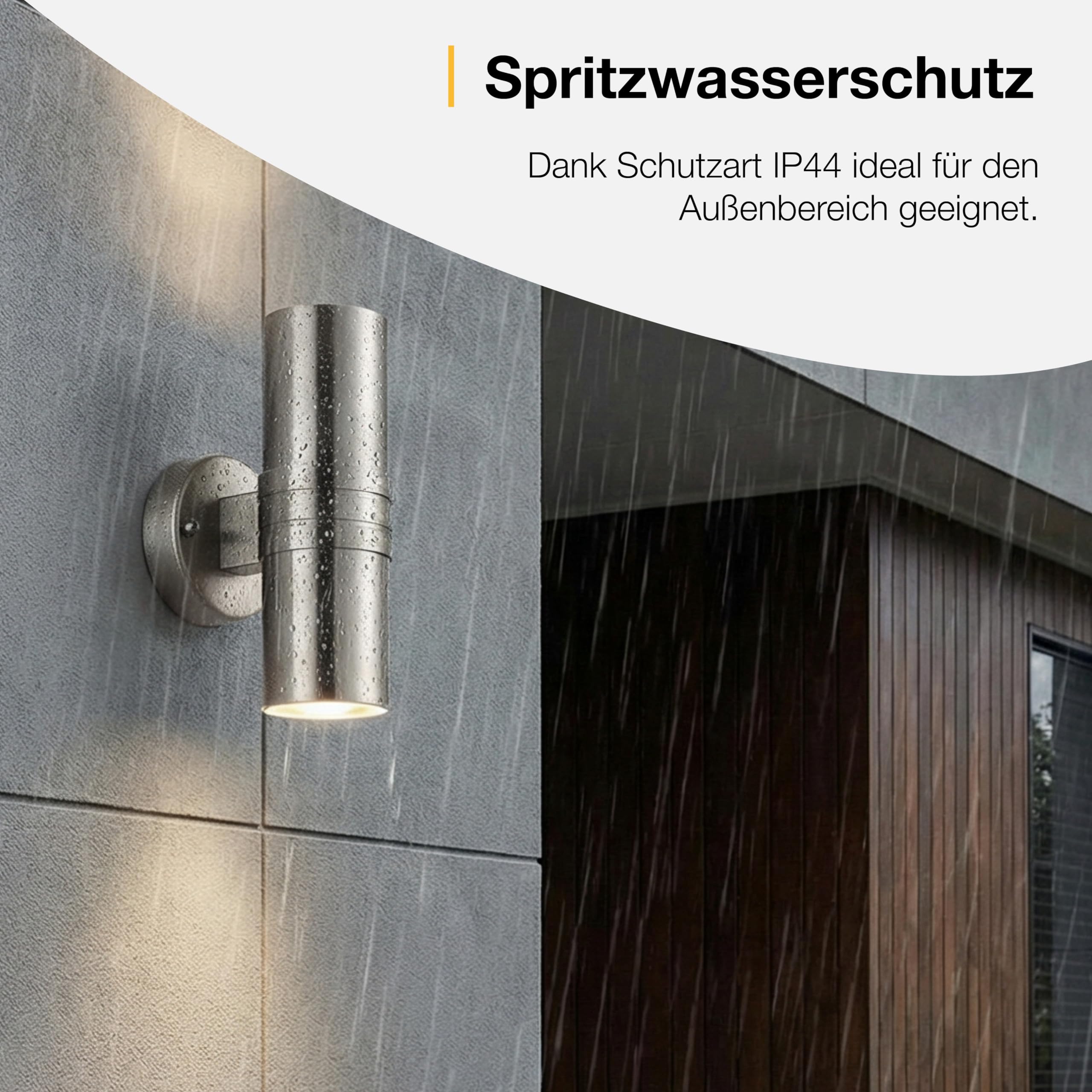 Brilliant Lampe Hanni LED Außenwandleuchte 2flg edelstahl | 2x LED-PAR51, GU10, 3W LED-Reflektorlampen inklusive, (250lm, 3000K) | IP-Schutzart: 44 - spritzwassergeschützt
