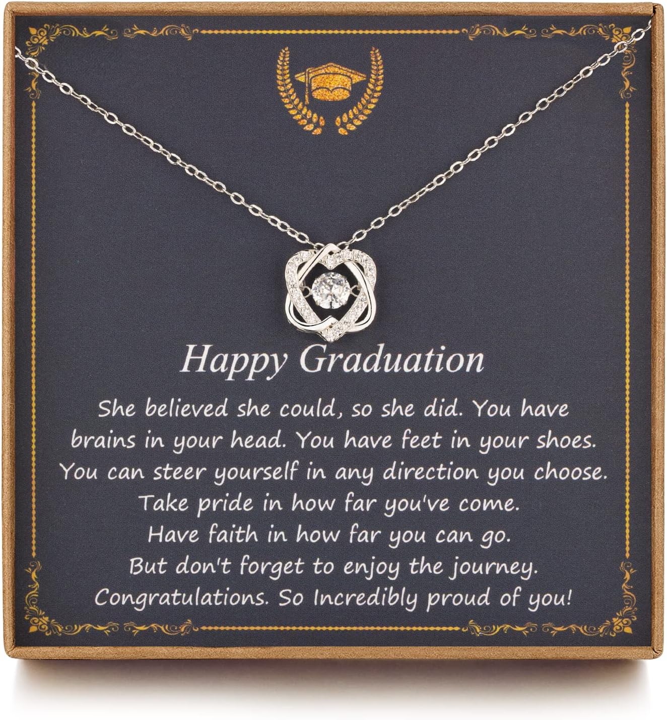 Graduation Gifts for Her 2026 College, Sterling Silver Two Interlocking Infinity Heart Necklace, Inspirational Graduation Gift, High School Graduate Gifts for Best Friend or Daughter