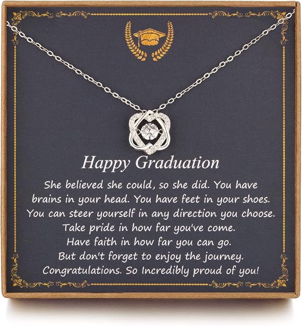 TISSGIRL Graduation Gifts for Her 2023 College, Sterling Silver Infinity Heart Necklace, Inspirational Graduation Gift, High School Graduate Gifts for Best Friend or Daughter