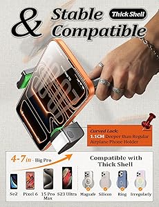 LISEN Best Airplane Tech Gadgets Tech Accessories Airplane Phone Holder (LED Light) Travel Essentials for Flying Gifts for Women Her Long Flight Travel Accessories for Women Men Selfie Photography