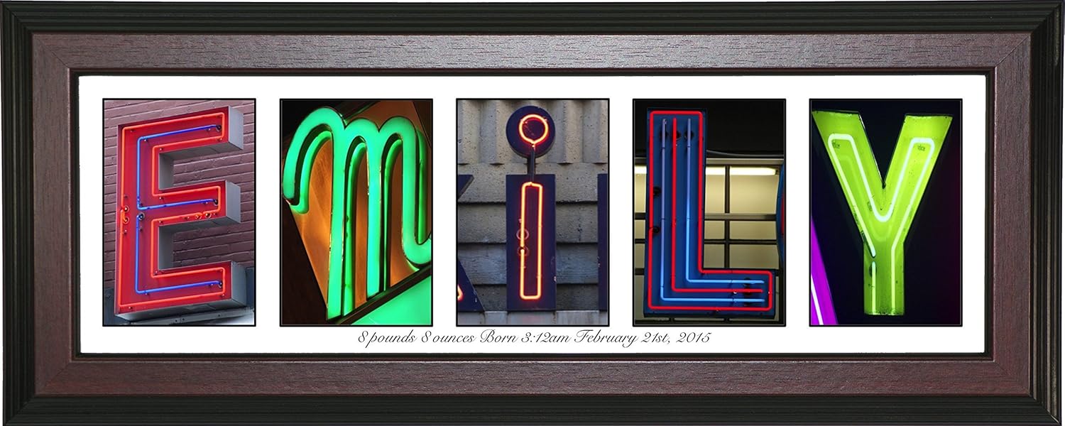 Personalized Children?s Gifts - Name Sign for Girls or Boys 8 by 20 inch Framed Name Created with Beach, Nautical Related Alphabet Photographs - Exclusively By Creative Letter?