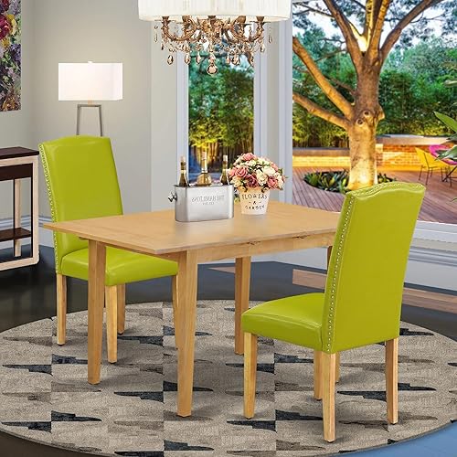 Miniatura 2 de East West Furniture NOEN3-OAK-51 - Juego de mesa de comedor de 3 piezas contiene una mesa de cocina rectangular con hoja de mariposa y 2 sillas