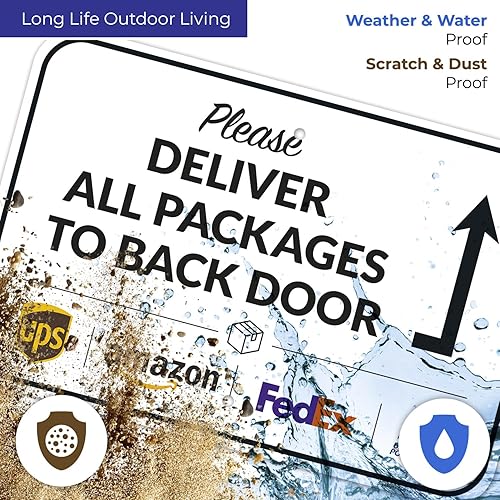 Vista 632 de Cartel de entrega del paquete, letrero de instrucciones de entrega, 10 x 7 pulgadas, aluminio 040 libre de óxido, resistente a la decoloración