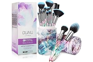 DUAIU 15-Piece Premium Makeup Brush Set with Crystal Handle