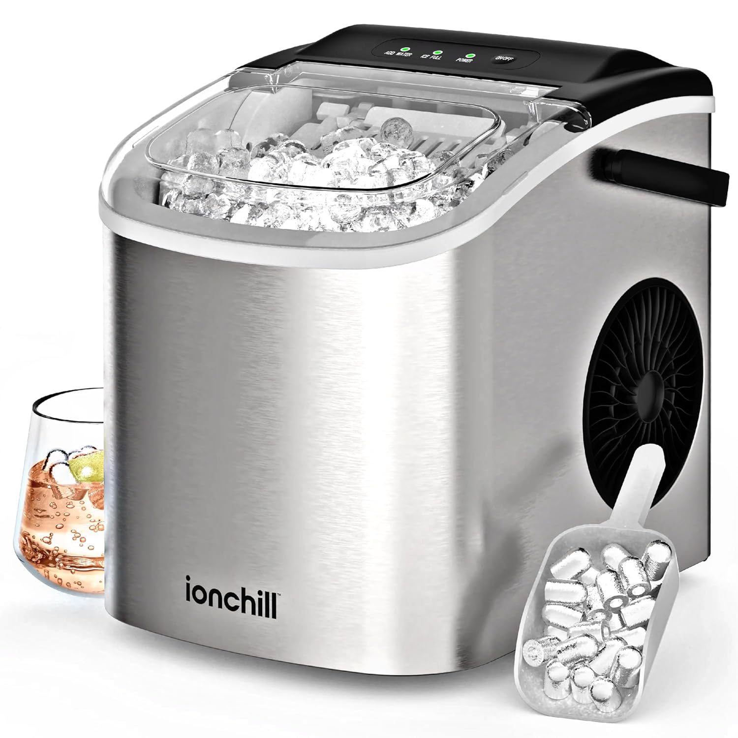 Ionchill 8958 Portable Countertop Bullet Quick Cube Ice Machine