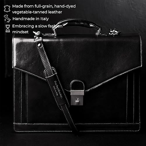 Miniatura 5 de Time Resistance Leather Briefcase for Men - Business Laptop Bag - Italian Handmade Leather Bag - Attache - Gift Box Included