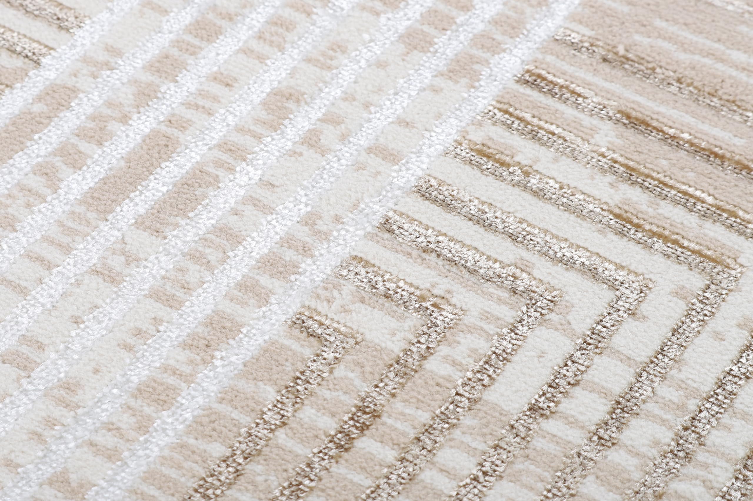 TAPISO Crystal Redonda Alfombra de Pelo Corto Brillante Suave Diseño Moderno Beige Marrón Crema Blanco Geométrico Efecto 3D Alfombra de Salón Habitación Dormitorio Oeko-Tex 120 x 120 cm