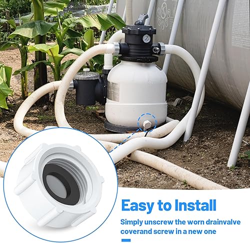 Miniatura 6 de 11456 Tapa de válvula de drenaje de piscina con junta tórica para bomba de filtro de arena, compatible con Intex 11456, tapa de drenaje de filtro de