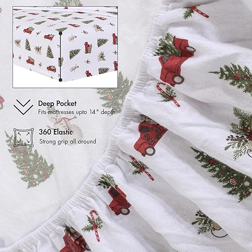 Vista 270 de RUVANTI Sábanas de franela 100% algodón King 4 piezas Celestial Stag Ciervo celestial