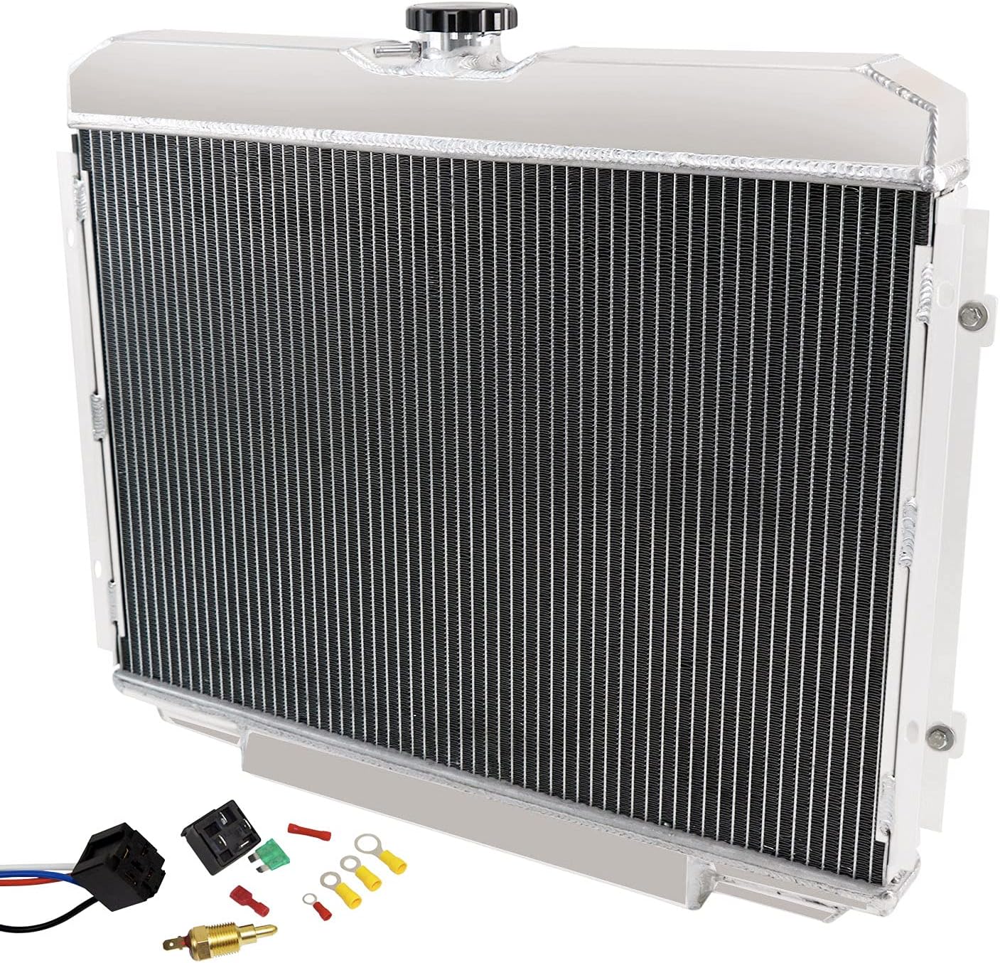 Full Aluminum Radiator For 1967-1970 1968 1969 Ford Mustang Fairlane Ranchero Mercury Cougar L6 V8 GAS 3 Rows Radiator+Shroud fan