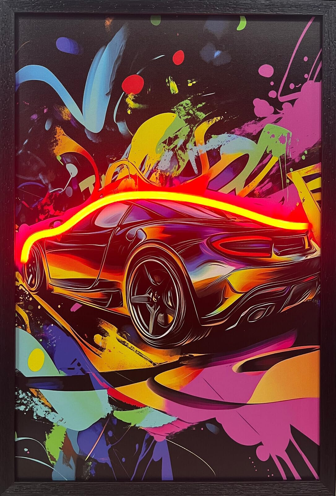 Home Luxe Multicolour Luxury Sports Car Neon Led Wall Art 40 X 60 Cm