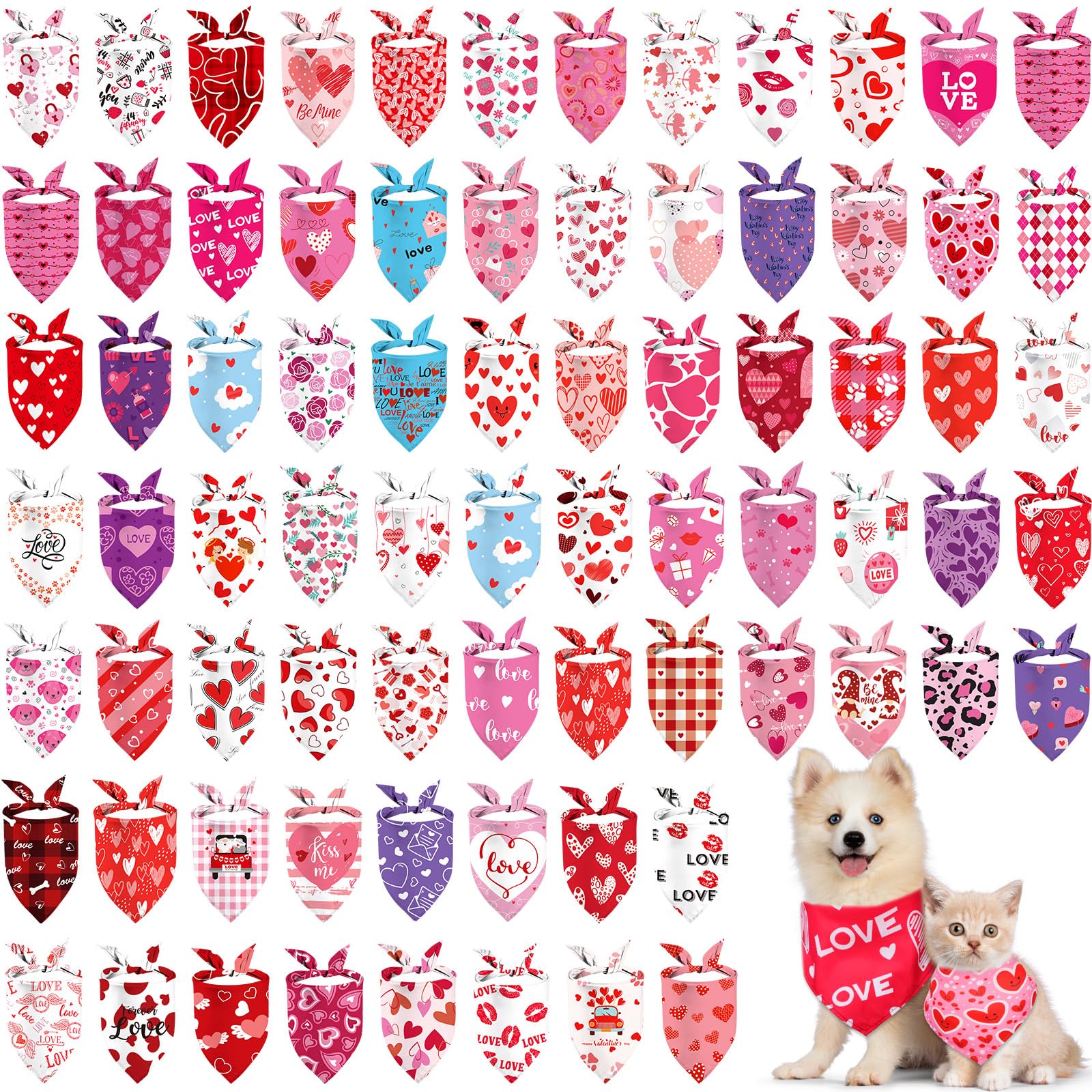 Abbylike Lot de 150 Bandanas triangulaires lavables en Forme de cœur pour Chien de Petite, Moyenne et Grande Taille